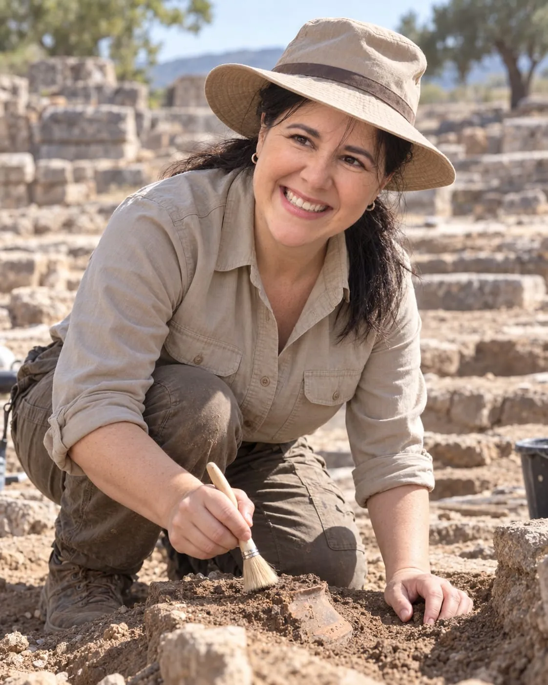 Luísa Marteleto at an archaeological site